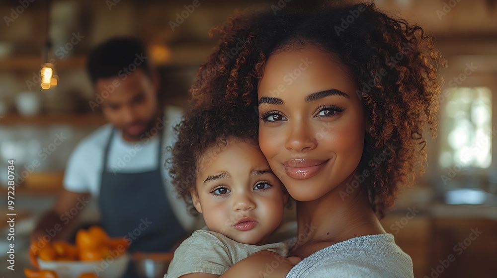 Fototapeta premium Little girl crying and screaming, mother holding her in arms and soothing her