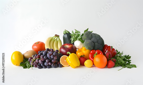 vegetable and fruits photo or illustrator on white background