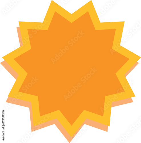 Orange star shape with a layered design, conveying a sense of success and achievement