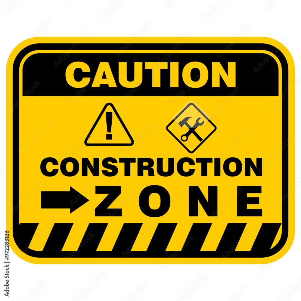Caution, Construction Zone, sign vector Caution, Construction Zone, sign vector