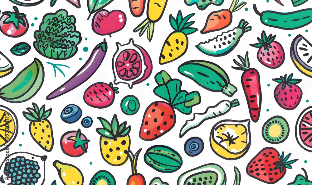 vegetable and fruits photo or illustrator on white background