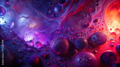 abstract purple and red color texture from mixed water and oil bubbles 