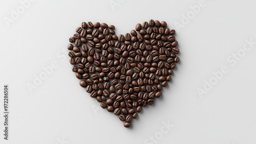 Coffee bean characters forming the shape of a heart, community vibe, 3D illustration