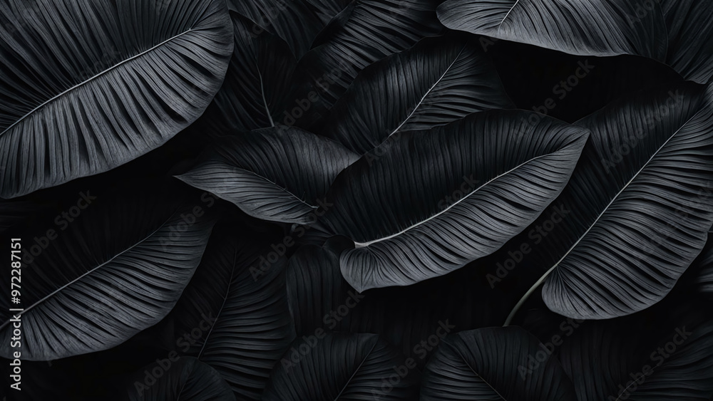 Black tropical leaves leaf texture background, Minimalistic Nature Digital Art, Botanical floral abstract backdrop, wallpaper, powerpoint, wall art. Black tropical leaves leaf texture background, Minimalistic Nature Digital Art, Botanical floral abstract backdrop, wallpaper, powerpoint, wall art.