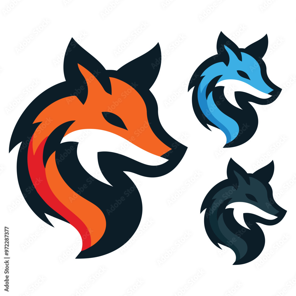 Modern Fox Logo Silhouette Bundle Clip Art Vector Illustration Modern Fox Logo Silhouette Bundle Clip Art Vector Illustration