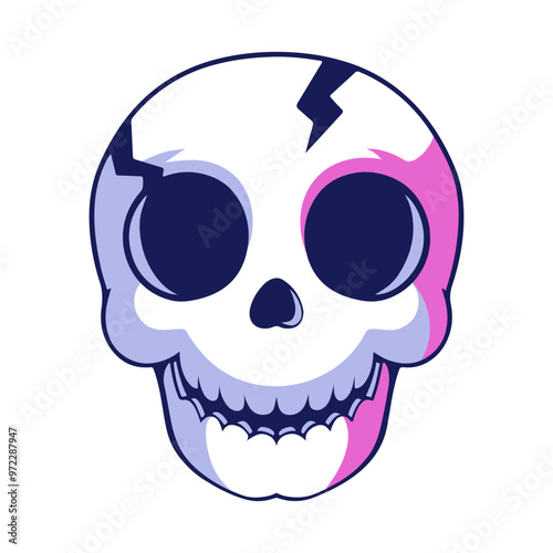 Sticker, patches, labels, tags, stamps with cute funny skull. Illustration for happy halloween.