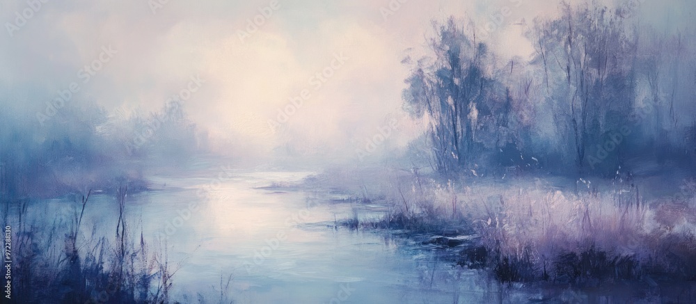 Fototapeta premium Serene Mist-Shrouded River