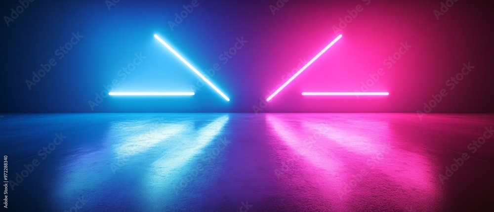 Neon Arrow. Blue and Pink Lights for Party and Concert Neon Arrow. Blue and Pink Lights for Party and Concert