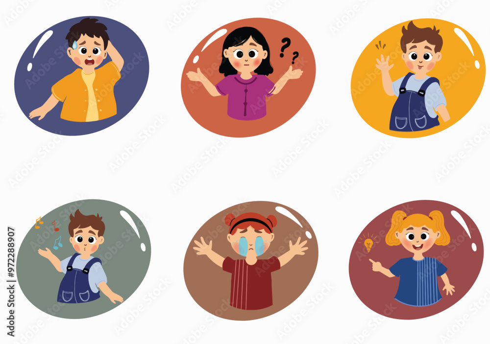 collection of cute children's facial expressions emoji emoticons collection of cute children's facial expressions emoji emoticons