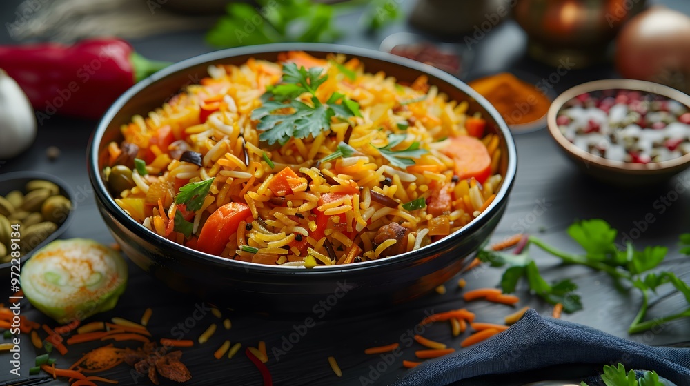 Delicious Vegetable Rice Dish with Aromatic Spices Delicious Vegetable Rice Dish with Aromatic Spices