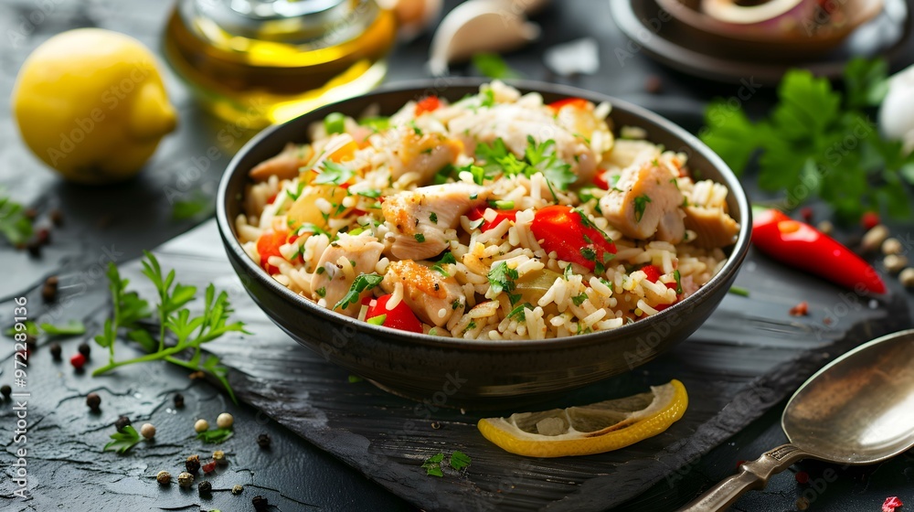 Chicken Rice with Red Pepper and Lemon A Delicious and Spicy Dish