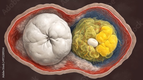 Two-Cell Embryo with Pronuclei and Blastomere photo