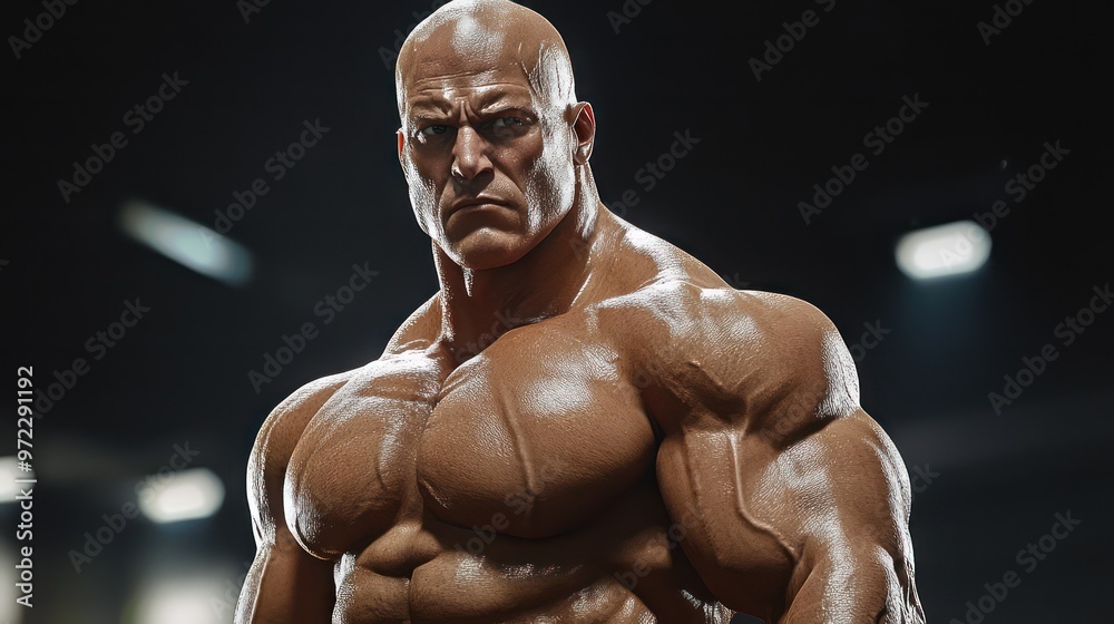 A muscular male figure stands confidently, showcasing impressive physique and strength. A muscular male figure stands confidently, showcasing impressive physique and strength.