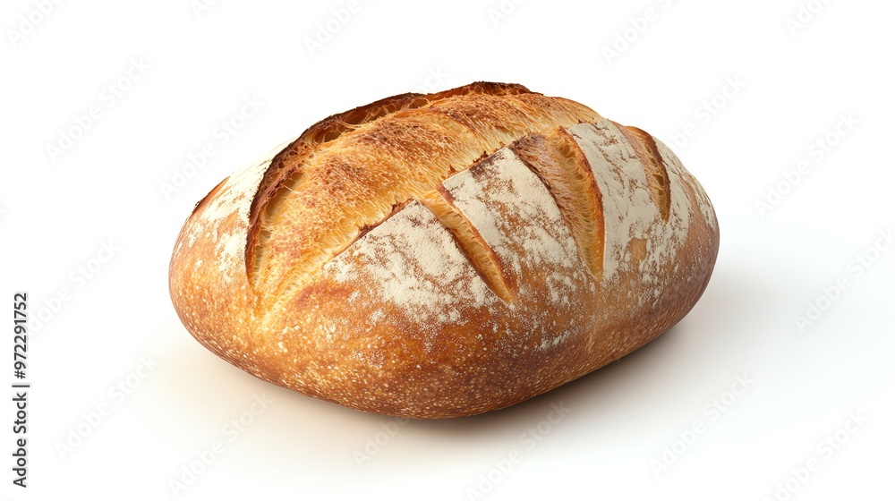 A freshly baked loaf of sourdough bread. A freshly baked loaf of sourdough bread.