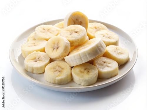 Sliced banana pieces on a white plate