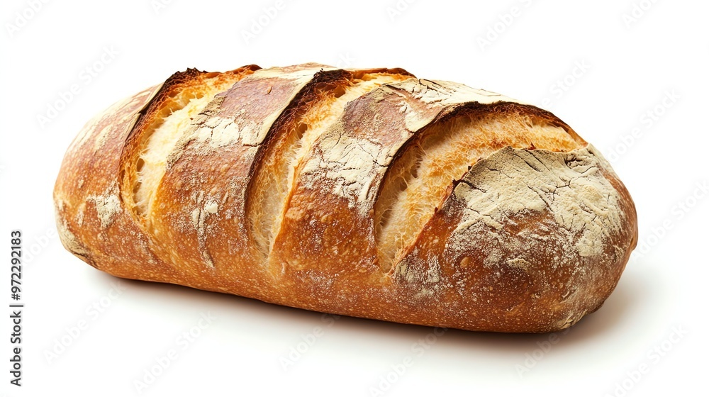 Freshly baked loaf of sourdough bread isolated on white background. Freshly baked loaf of sourdough bread isolated on white background.