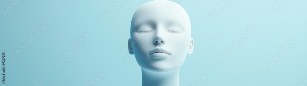 Digitized Human Head Model, intricately rendered three-dimensional representation, minimalist backdrop, emphasizing clean lines and open space for focused visual impact Digitized Human Head Model, intricately rendered three-dimensional representation, minimalist backdrop, emphasizing clean lines and open space for focused visual impact