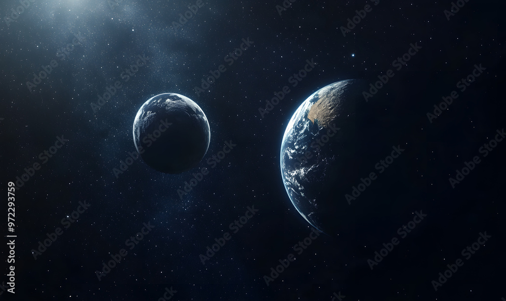 Fototapeta premium graphics of space, planets, and astronauts on a white background.