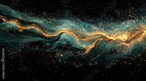 A long, wavy line of stars and glitter in the sky. The stars are scattered throughout the image, with some closer together and others further apart. Scene is one of wonder and awe