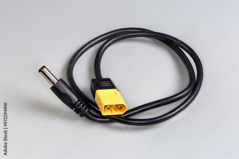 Power cable-adapter with flat and coaxial connectors on edges Power cable-adapter with flat and coaxial connectors on edges