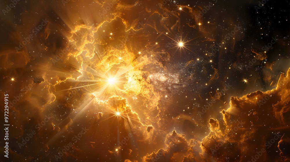 Cosmic Nebula A Golden Symphony of Stars Cosmic Nebula A Golden Symphony of Stars