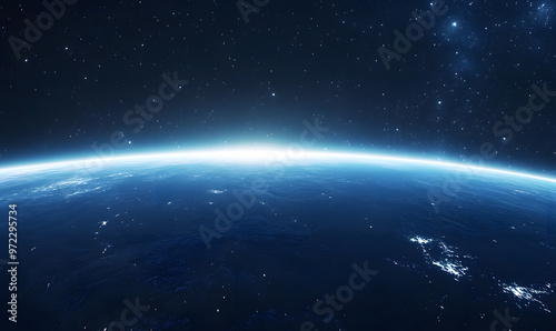 graphics of space, planets, and astronauts on a white background.