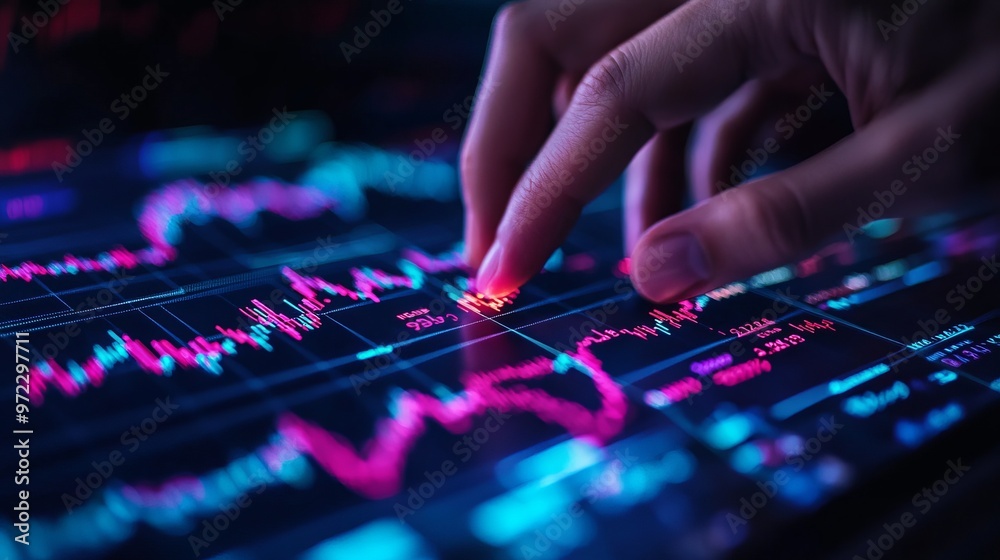 Man pen touch forex diagrams and stock market data with dashboard