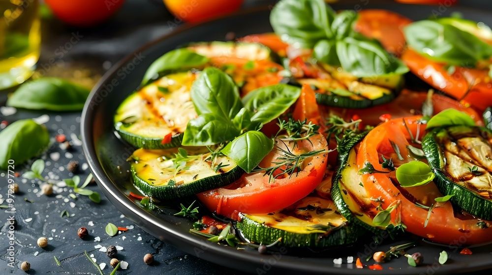 Grilled Zucchini and Tomato Salad with Fresh Herbs Grilled Zucchini and Tomato Salad with Fresh Herbs