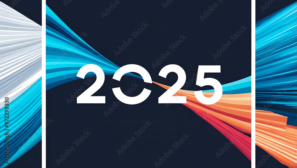 Happy new 2025 year background design, numbers, colourful festive template, card, concept, celebration