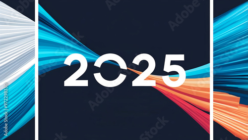 Obraz na płótnie Happy new 2025 year background design, numbers, colourful festive template, card, concept, celebration w salonie