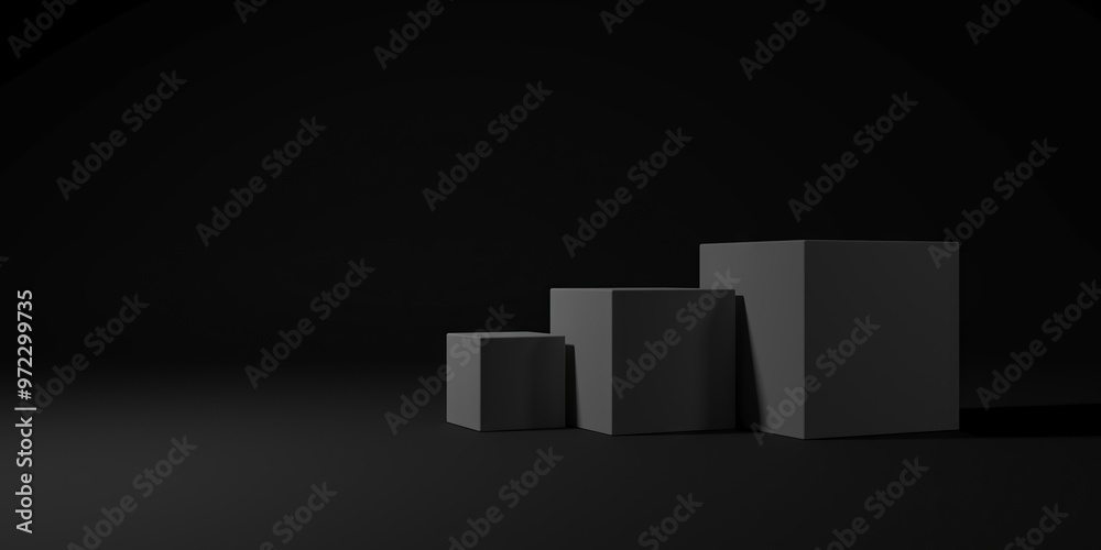 Black monochrome cubes background. Presentation products Black monochrome cubes background. Presentation products