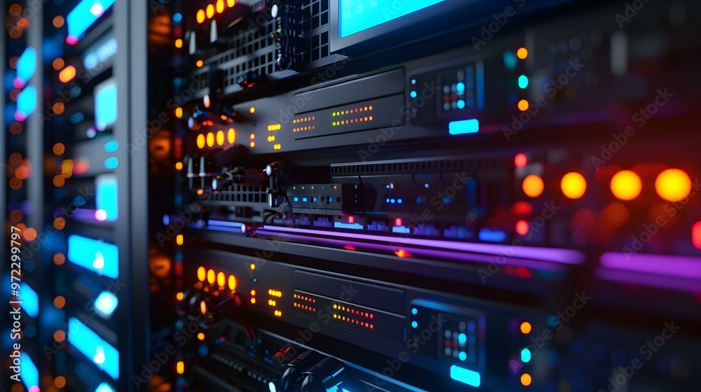 Close-up of a Server Rack in a Data Center Close-up of a Server Rack in a Data Center