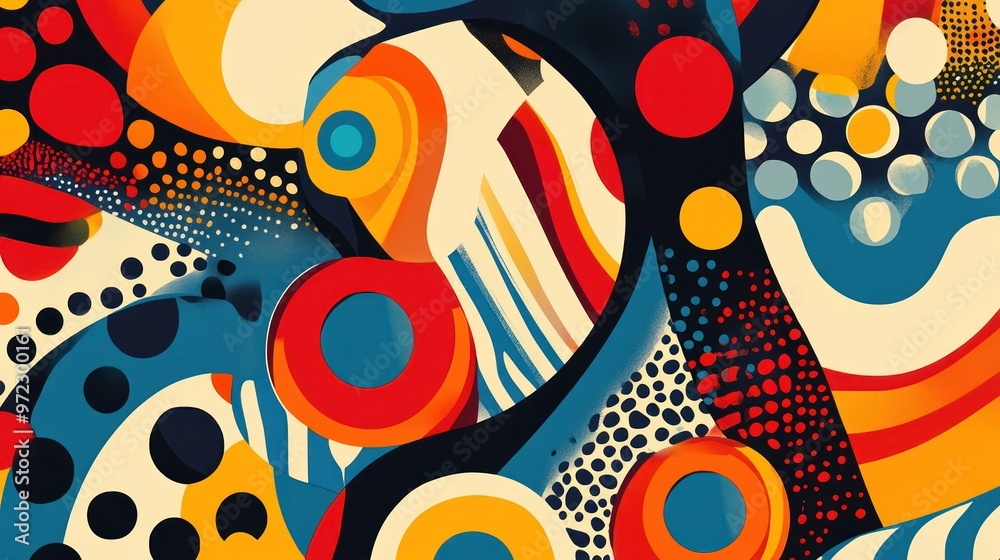 Vibrant abstract painting filled with bold colors and dynamic shapes, creating a lively and energetic atmosphere. Vibrant abstract painting filled with bold colors and dynamic shapes, creating a lively and energetic atmosphere.