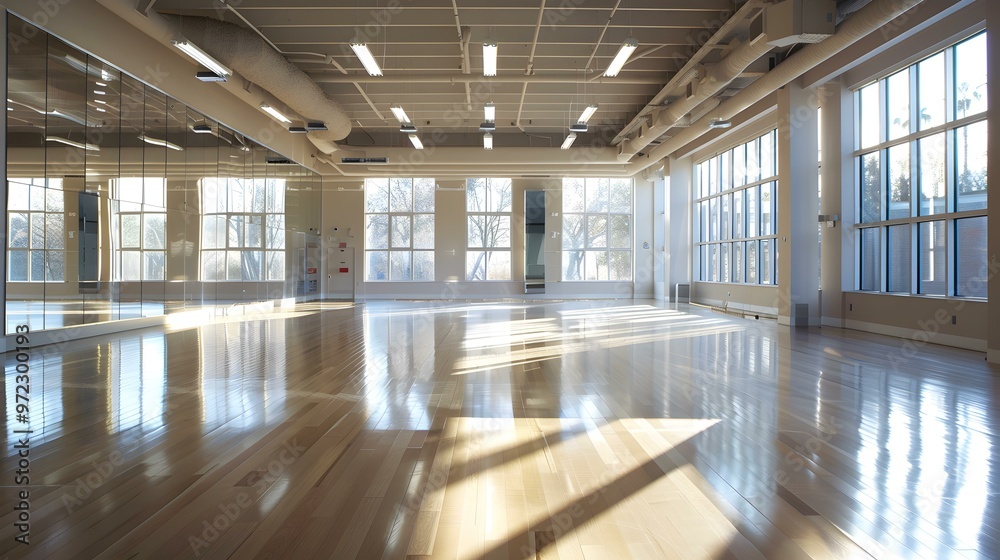 Spacious Dance Studio with Large Windows and Sunlight Spacious Dance Studio with Large Windows and Sunlight