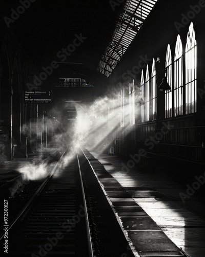 train station with a train in the foreground and a train in the background