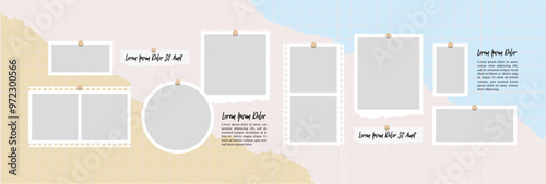 Pictures or photos frame collage and digital photo wall template