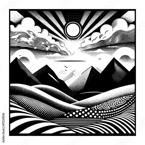 serene coastal mountain landscapes black and white design