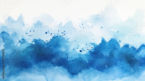 A serene watercolor illustration featuring various shades of blue, evoking the calming essence of ocean waves.