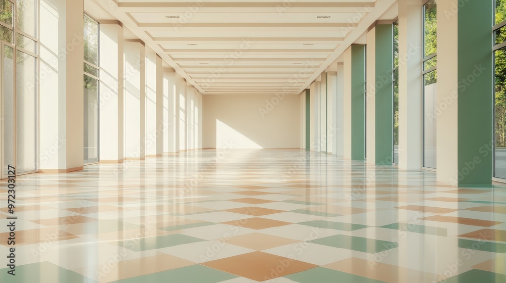 Elegant Interior Design Showcasing a Spacious Hall with Stunning Natural Light and Patterns Elegant Interior Design Showcasing a Spacious Hall with Stunning Natural Light and Patterns