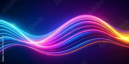 cool neon blue wave design on dark background for posters and banner ads