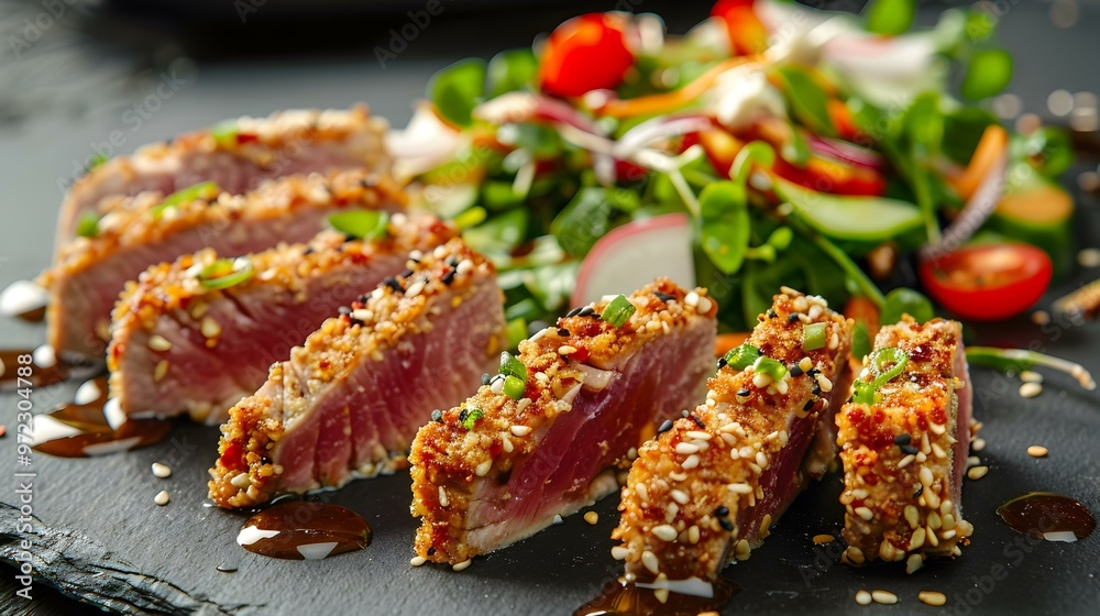 Seared Tuna with Sesame Seeds and Green Onions Delicious Asian Cuisine Seared Tuna with Sesame Seeds and Green Onions Delicious Asian Cuisine