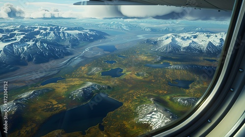 Aerial View of Snow-Capped Mountains and Lakes