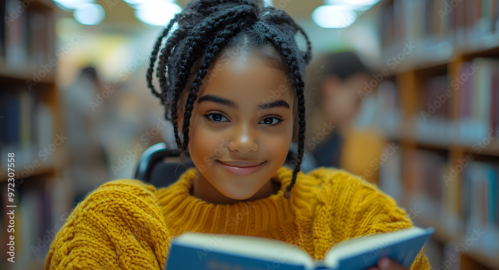 “A Young Black Girl in a Wheelchair Reading a Book”
“A Young Black Girl in a Wheelchair Reading a Book”