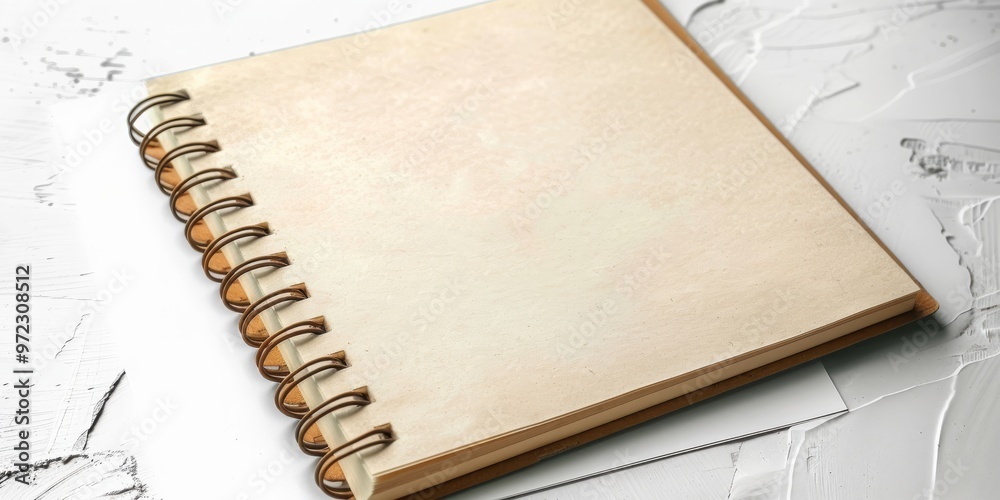 An open blank sheet of sketchbook on a spiral, set against a light background with ample copy space for creativity.