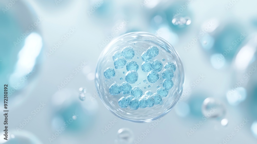 Embryonic Cell Development Under Microscope, detailed view of a nucleus within an egg cell, showcasing cellular growth and organism formation in medical research. Embryonic Cell Development Under Microscope, detailed view of a nucleus within an egg cell, showcasing cellular growth and organism formation in medical research.