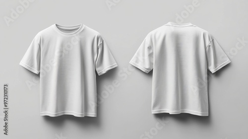 Blank white oversize t-shirt mockup, front and back view