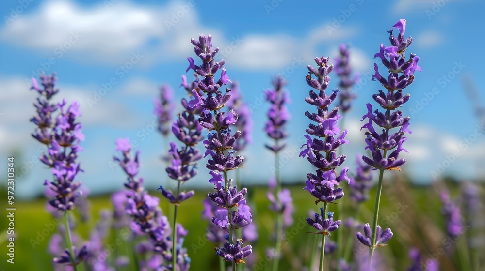 Obraz premium Close Up of Lavender Flowers Blooming in a Field