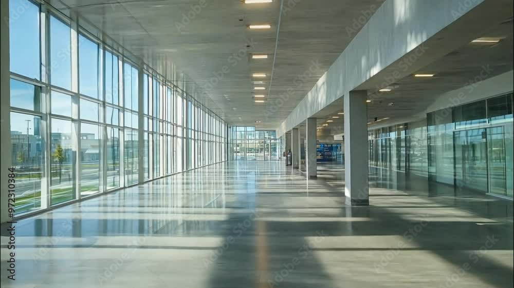 Modern, Glass-Walled Corridor with Natural Light Modern, Glass-Walled Corridor with Natural Light