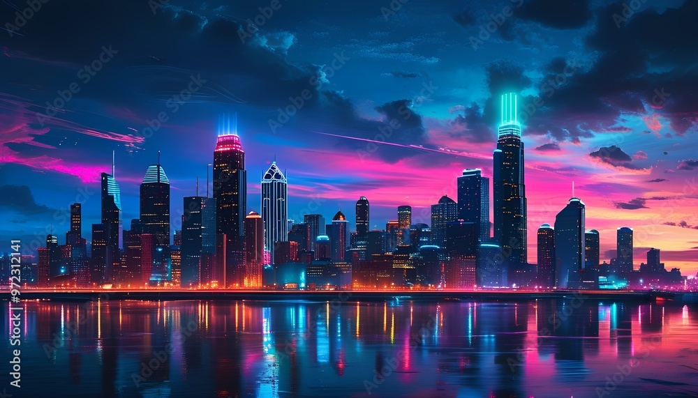 city skyline at night city skyline at night