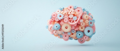 Abstract brain composed of colorful gears and cogs, symbolizing creativity, creativity, business idea generation photo